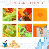 HOMCOM Sabbiera per Bambini Tavolo da Gioco Sensoriale con 2 Vani Separati per Acqua e Sabbia, 23 Pezzi, 59x42x37cm(m-8)