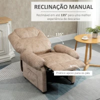 HOMCOM Poltrona Relax Reclinável com Apoio para os Pés Retrátil Encosto Alto Bolso Lateral Acolchoado Grosso 88x91x108 cm Bege(m-4)