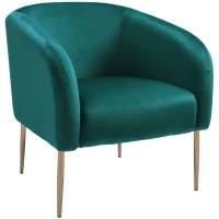 HOMCOM Poltrona da Cocktail in Velluto, Arredamento Moderno per Soggiorno, Camera e Ufficio, 75x74x76cm, Verde(m-1)