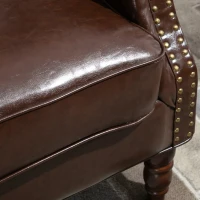 HOMCOM Poltrona in Stile Vintage Rétro per Soggiorno o Camera da Letto, Similpelle Marrone, 73x76x89cm(m-9)