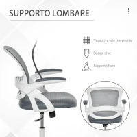 Vinsetto Sedia da Ufficio Ergonomica con Schienale a Rete e Seduta Imbottita, Altezza Regolabile, 65.5x61.5x88-97.5cm, Grigio(m-6)