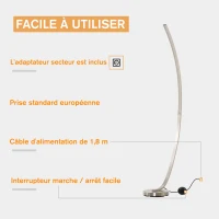 HOMCOM Lampadaire design LED argent dim. 50L x 23l x H149 cm(m-4)