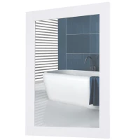 kleankin Specchio da Parete con Cornice in MDF e Vetro Argentato, Specchio Camera da Letto e Bagno, 52x1.9x72cm Bianco(m-1)