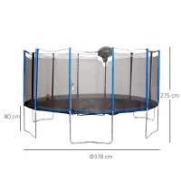 HOMCOM Trampolino Elastico con Canestro Basket | Rete di Sicurezza Pali Imbottiti | Adulti e Bambini | Fino 150 kg Φ378cm(m-3)