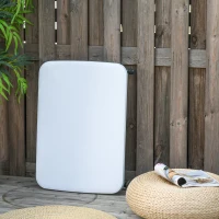 Outsunny Tavolino Pieghevole da Giardino in Metallo e PE, Altezza Regolabile su 4 Livelli, Nero e Bianco, 64x46x34-64cm(m-8)