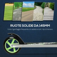 HOMCOM Monopattino Pieghevole per Bambini con Manubrio Regolabile 75-85cm, Alluminio - Verde(m-7)