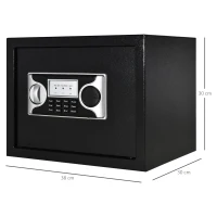 HOMCOM Mini Cassaforte Elettronica con Codice, Chiave di Sicurezza e Allarme, in Acciaio, 38x30x30cm Nero(m-3)