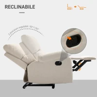 HOMCOM Poltrona Relax Moderna per Soggiorno con Schienale Reclinabile Manuale in Tessuto Beige 79x92x97cm(m-4)