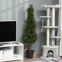 Outsunny Pino Artificiale con Vaso, Pianta Finta Decorativa Interno ed Esterno Alta 150cm, Verde(m-4)