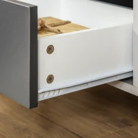 HOMCOM Mobiletto Basso Comodino con Cassetto e Mensola Rimovibile, Gambe in Metallo, per Casa Ufficio, Grigio e Bianco, 40x40x45cm(m-6)