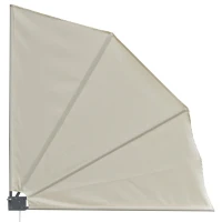 Outsunny Tenda Frangivista a Ventaglio Salvaspazio e Richiudibile in Alluminio e Poliestere, 140x10x140cm Bianco Crema(m-1)