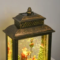 HOMCOM Decorazione Natalizia Lanterna con Babbo Natale, Giochi di Luce e Musica, Alimentazione USB, Bronzo(m-9)