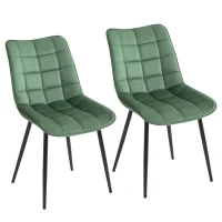 HOMCOM Set 2 Sedie Moderne Imbottite da Salotto e Soggiorno, Stile Nordico Rivestimento in Velluto, Verde, 46x58.5x85.5cm(m-1)