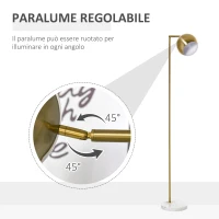 HOMCOM Lampada da Terra Moderna con Paralume Regolabile in Stile Vintage Compatibile con E27 40W - Oro(m-4)