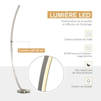 HOMCOM Lampadaire design LED argent dim. 50L x 23l x H149 cm(m-6)