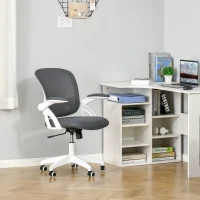 Vinsetto Sedia da Ufficio Ergonomica con Schienale a Rete e Seduta Imbottita, Altezza Regolabile, 65.5x61.5x88-97.5cm, Grigio(m-2)