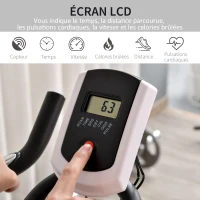 HOMCOM Vélo biking cardio vélo d'appartement écran LCD multifonction selle et guidon réglables volant inertie 10 Kg acier noir bleu(m-6)