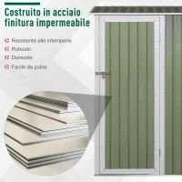 Outsunny Casetta da Giardino Porta Utensili in Lamiera di Acciaio, Capanno da Giardino in Acciaio con Porte Scorrevoli, 143x89x186cm, Verde Chiaro(m-5)