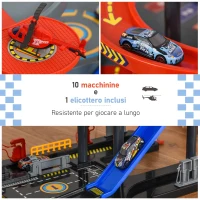 HOMCOM Garage Giocattolo a 7 Livelli con Rampe, Ascensore ed Eliporto, Elicottero e Macchinine Incluse, 92x46x71cm, Multicolore(m-7)