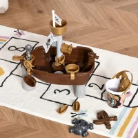 HOMCOM Nave dei Pirati Giocattolo per Bambini, Giochi per Mare e Giardino con 26 Accessori Inclusi, 45.5x30x57.5cm(m-13)