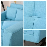HOMCOM Divano Letto 2 Posti con Letto Singolo, Arredamento Moderno per Soggiorno e Ufficio, 87x69x69cm, Blu(m-8)