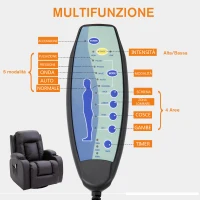 HOMCOM Poltrona Massaggiante Riscaldante Reclinabile in Pelle PU Marrone con 8 Punti di Massaggio e Telecomando, 85x94x104cm(m-7)