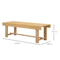 Outsunny Tuinbank 2-zits zitbank houten bank tuinmeubelen massief hout naturel 1,1 m(m-3)