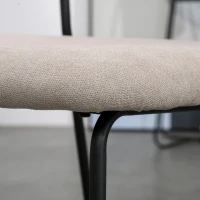 HOMCOM Set di 4 Sedie Moderne Imbottite e Impilabili, Rivestimento in Tessuto e Gambe in Metallo, 49.5x55x81cm Khaki(m-8)