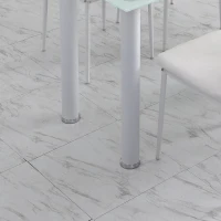 HOMCOM Tavolo Rettangolare Moderno da Cucina e Soggiorno, Gambe Rotonde in Metallo e Piano in Vetro Temperato, 120x60x75cm, Bianco(m-8)