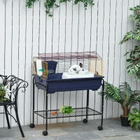 PawHut Gabbia per Conigli Porcellini d'India e Piccoli Animali con Struttura Rialzata, Ruote Girevoli e Accessori Inclusi 78x44x91cm(m-2)