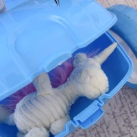 HOMCOM Triciclo con Maniglione a Forma di Moto per Bambini 18-72 Mesi (25kg) con Tettuccio Rimovibile e Bauletto, Azzurro(m-8)