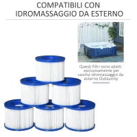 Outsunny Set di 6 Filtri di Ricambio per Piscina Idromassaggio Gonfiabile, in PP e TNT Φ10x8cm Blu e Bianco(m-4)
