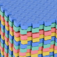 HOMCOM Tappeto Puzzle Antiscivolo 16 Pezzi con Bordi Area Coperta 5,66m² per Bambini EVA Nero(m-9)