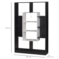 HOMCOM Mobile Libreria a Muro, Design Moderno e Antiribaltamento in Legno Bianco e Nero, per Casa, Ufficio, 95x22x150cm(m-7)