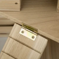 PawHut Gabbia per Criceti in Legno di Abete con Giochi e Casette, Parete in Vetro e Tetto Apribile, 78x40x44cm Colore Naturale(m-8)