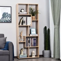 HOMCOM Libreria in Legno Design Moderno con 8 Ripiani, 70x24x178cm, Color Legno Naturale(m-2)