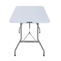 Outsunny Tavolo Pieghevole da Picnic Tavolino da Giardino Campeggio Portatile in PE 180x 74x 74cm Bianco(m-5)