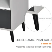 HOMCOM Mobiletto Basso Comodino con Cassetto e Mensola Rimovibile, Gambe in Metallo, per Casa Ufficio, Grigio e Bianco, 40x40x45cm(m-5)