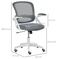 Vinsetto Sedia da Ufficio Ergonomica con Schienale a Rete e Seduta Imbottita, Altezza Regolabile, 65.5x61.5x88-97.5cm, Grigio(m-3)