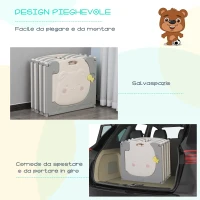 HOMCOM Box Recinto per Bambini +6 Mesi con 14 Pannelli a Incastro con Serratura e Giochi, Grigio e Bianco 160x152x62cm(m-6)