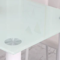 HOMCOM Tavolo Rettangolare Moderno da Cucina e Soggiorno, Gambe Rotonde in Metallo e Piano in Vetro Temperato, 120x60x75cm, Bianco(m-7)