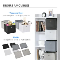 HOMCOM Meuble de rangement unité de rangement 3 niches 4 tiroirs non tissé panneaux particules blanc(m-6)