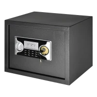 HOMCOM Mini Cassaforte Elettronica con Codice, Chiave di Sicurezza e Allarme, in Acciaio, 38x30x30cm Nero(m-1)