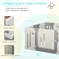 HOMCOM Recinto Box per Bambini +6Mesi da 16 Pezzi con Struttura a Incastro, Serratura e Giochi, Grigio e Bianco 190x150x64cm(m-8)