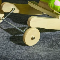 HOMCOM Cavallo a Dondolo con Ruote, Cavalluccio a Dondolo a Forma di Drago per Bambini 18-36 Mesi, in Legno e Peluche Verde(m-9)