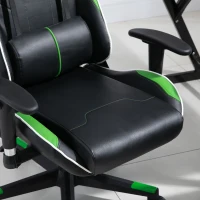 Vinsetto Poltrona da Gaming con Altezza Schienale Regolabile, Sedia Ufficio con Poggiatesta e Cuscino Lombare Nera e Verde(m-9)