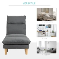 HOMCOM Poltrona Moderna con Poggiapiedi Design Poltrona Chaise Longue con Schienale Reclinabile in Lino Grigio, 64x65x105cm(m-6)