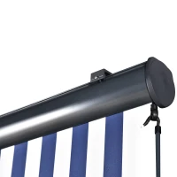Outsunny Tenda Avvolgibile a Rullo da Esterno, Impermeabile, Funzionamento Manovella, Grigia Bianca e Blu 140 x 200 cm(m-10)