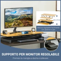 Vinsetto Supporto per Monitor Regolabile, Supporto per Monitor PC da Scrivania con Ripiano Tastiera e Slot per Tablet in Legno e Acciaio(m-4)