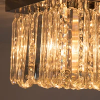 HOMCOM Lampadario Moderno a Gocce in Cristallo con 5 Attacchi E14, 80x25x20cm, Argento(m-9)